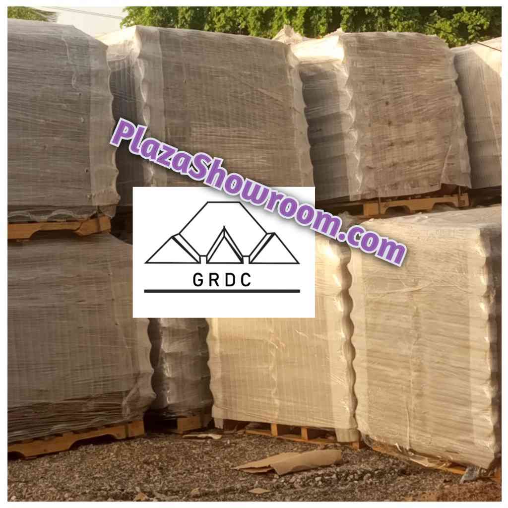 pallets of GRDC eurotiles stone coated roofing sheet in Ghana