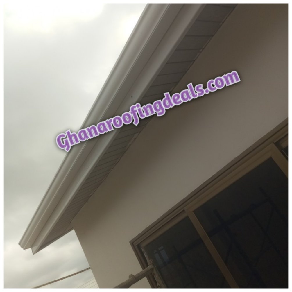 Newly installed PVC fascia covers and PVC rain gutters in Ghana by Ghana Roofing Deals