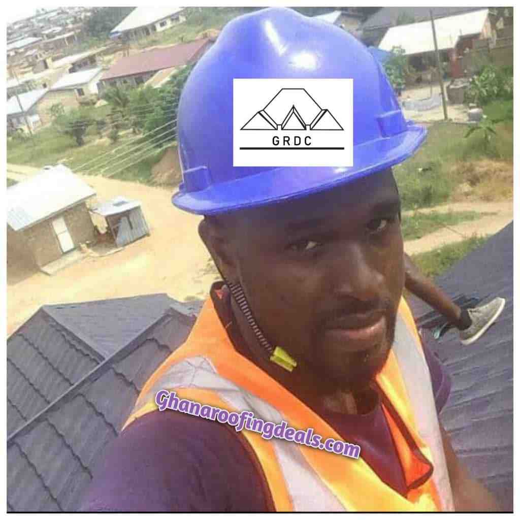 Eurotiles Stone Coated Roofing Sheets installers working on a roof in | Ghana Roofing Deals